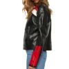 Cafe Racer Womens Red And Black Leather Jacket Side webp