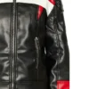 Cafe Racer Womens Red And Black Leather Jacket Sleeves webp