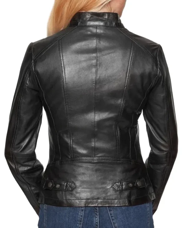 Casual Cafe Racer Jacket Womens Back webp
