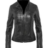 Casual Cafe Racer Jacket Womens Front webp