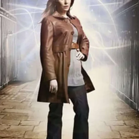 Catherine Tate Doctor Who Season 4 Episode Donna Noble Brown Leather Coat For Sale webp