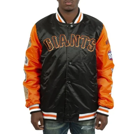 Champs Patches San Francisco Giants Black-Orange Satin Jacket