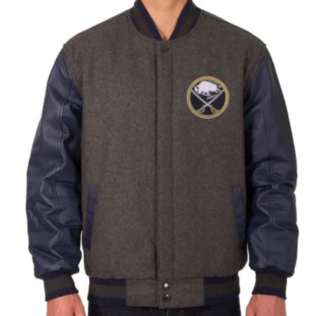 CharcoalNavy Buffalo Sabres Varsity Jacket webp