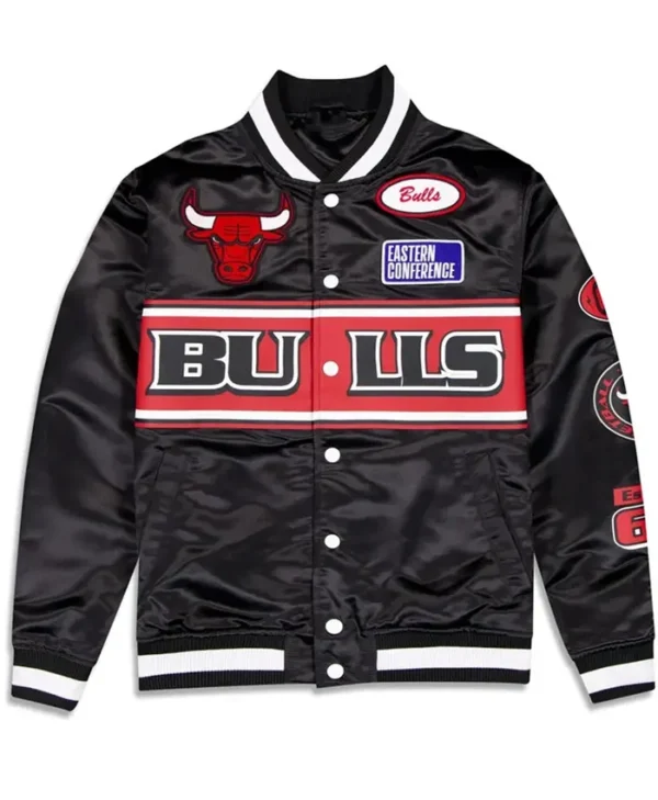 Chicago Bulls Rally Drive 2024 Satin Varsity Jacket webp