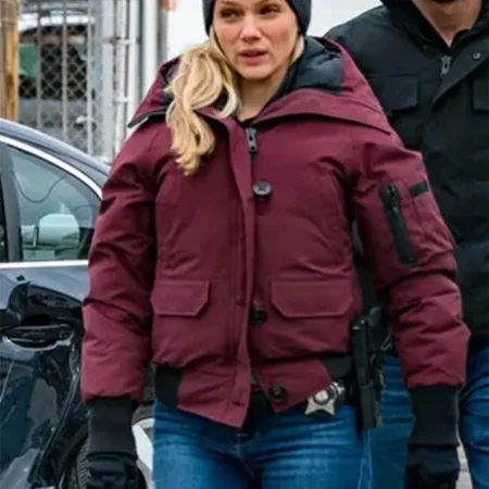 Chicago P D S08 Hailey Upton Maroon Parka Bomber Jacket