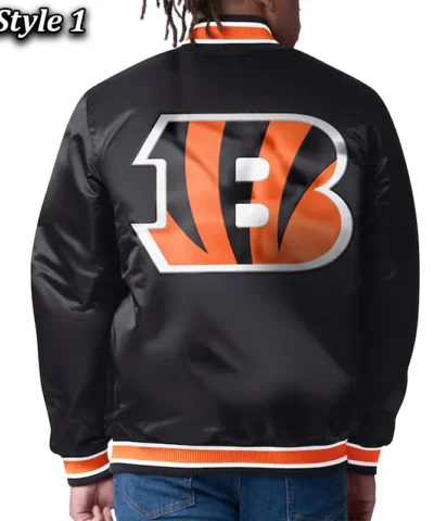 Cincinnati Bengals 49ers Closer Black Orange Satin Jacket back webp