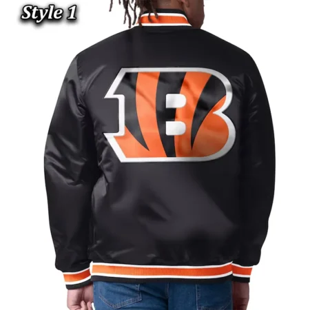 Cincinnati Bengals 49ers Closer Black Orange Satin Jacket back webp
