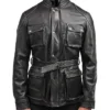 Classic Black Leather Field Jacket webp