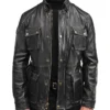 Classic Black Leather Field Jacket Main webp