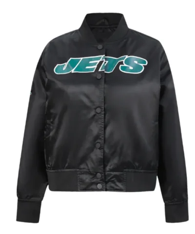Classic New York Jets Black Satin Jacket webp
