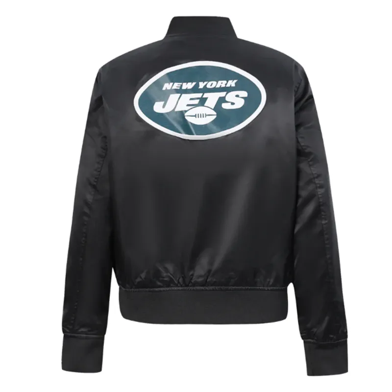 Classic New York Jets Black Satin Jacket back webp Classic New York Jets Black Satin Jacket back webp