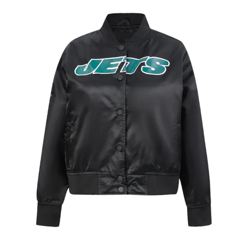 Classic New York Jets Black Satin Jacket webp Classic New York Jets Black Satin Jacket webp