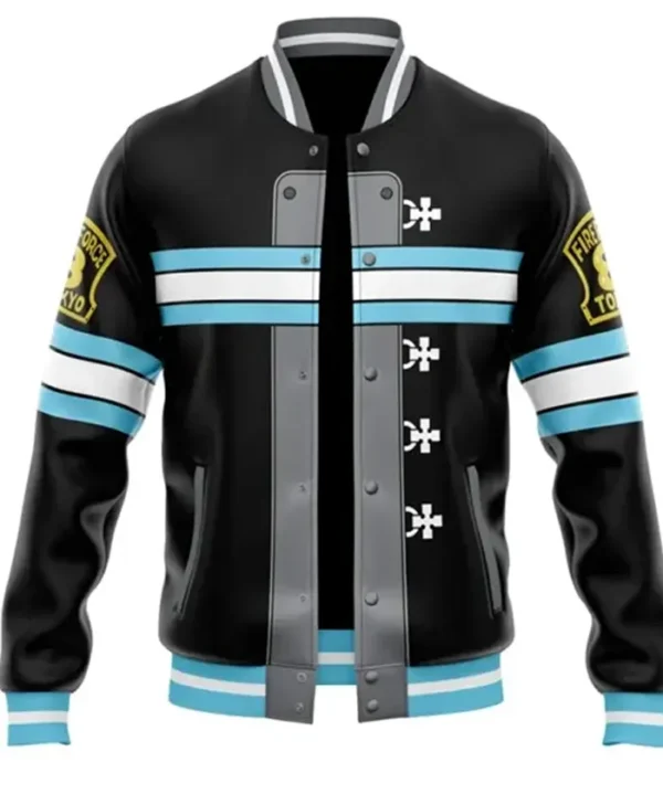 Company 8 Fire Force Black Varsity Jacket webp