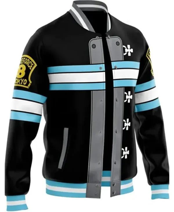 Company 8 Fire Force Black Varsity Jacket For Sale webp