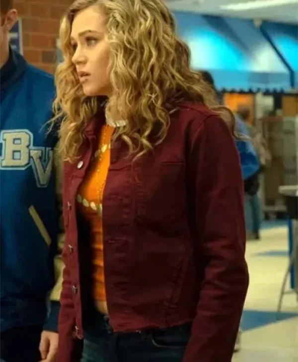 Courtney Whitmore Stargirl Maroon Cotton Jacket closeup