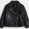 Cropped Black Leather Jacket webp