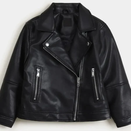 Cropped Black Leather Jacket webp