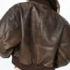 Cropped Leather Bomber Jacket Back webp