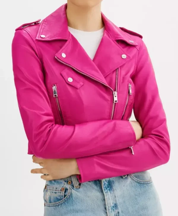Cropped Leather Moto Jacket webp