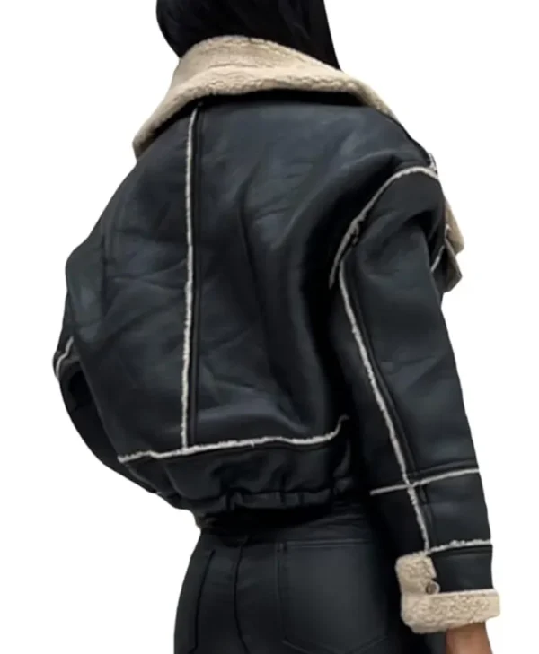 Cropped Leather Sherpa Jacket Back webp