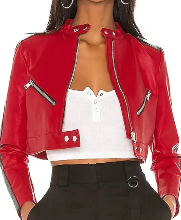 Cropped Red Leather Jacket webp