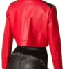 Cropped Red Leather Jacket Back webp