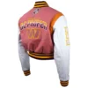 DC Proper Washington Commanders Pink Cropped Varsity Jacket back webp