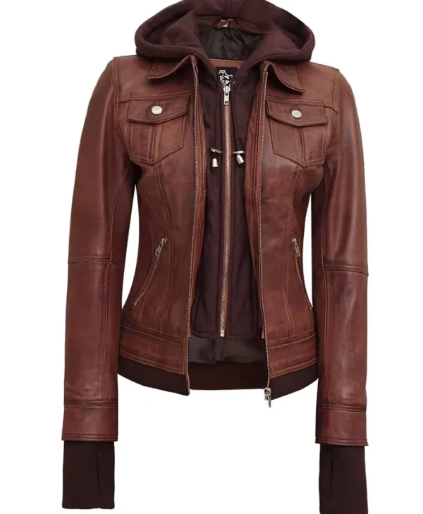 Dark Brown Leather Jacket Women webp