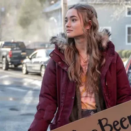 Dexter New Blood Audrey Bishop Maroon Hood Jacket frontt