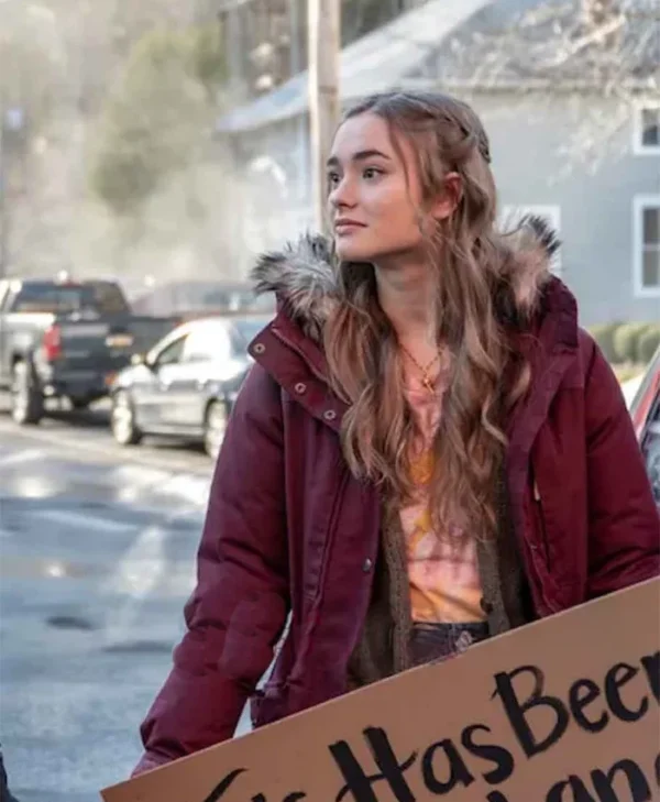 Dexter New Blood Audrey Bishop Maroon Hood Jacket frontt