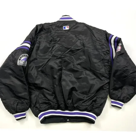 Diamond Collection Colorado Rockies Black Satin Jacket Back webp