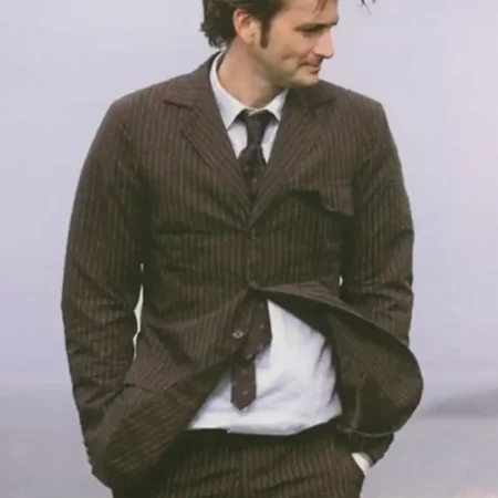 Doctor Who David Tennant 10th Doctor Brown Pinstripe Suit webp