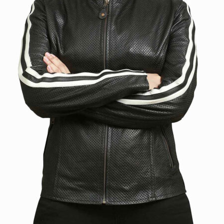 Elisa Snap Moto Womens Leather Jacket jpg