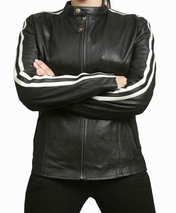 Elisa Snap Moto Womens Leather Jacket jpg