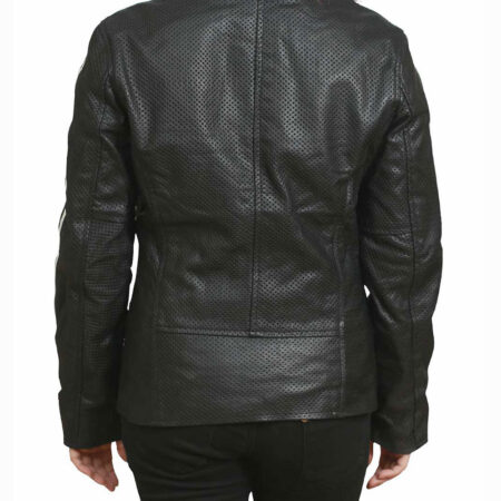 Elisa Snap Moto Womens black Leather Jacket jpg