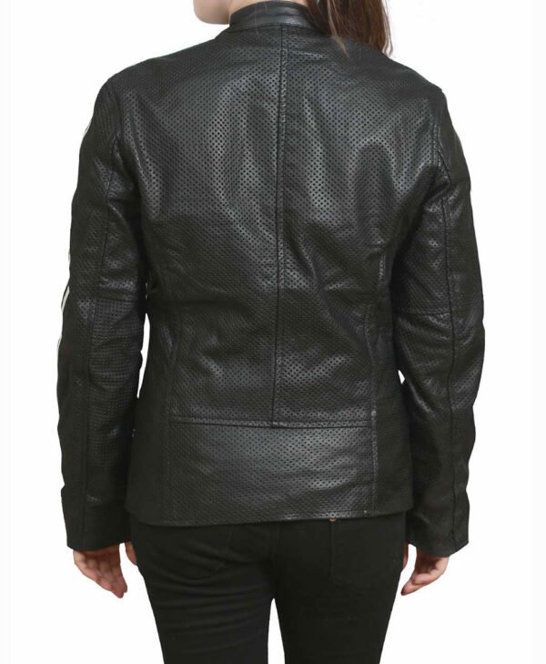 Elisa Snap Moto Womens black Leather Jacket jpg