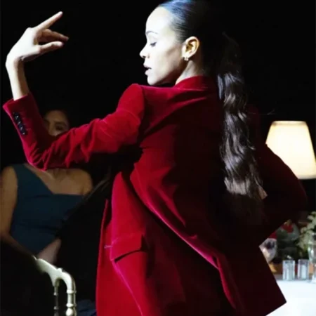 Emilia Perez 2024 Zoe Saldana Red Velvet Blazer back