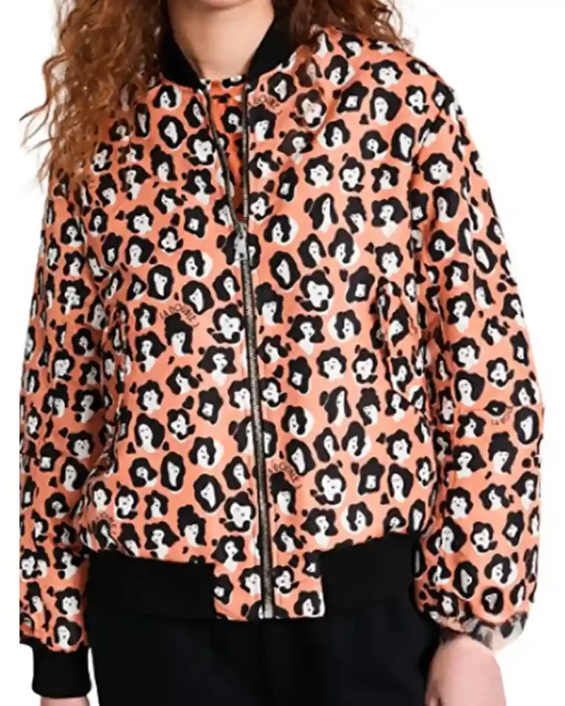 Emily In Paris S03 Lily Collins Lady Leopard Bomber Jacket On Sale webp