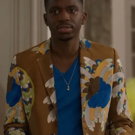 Emily In Paris S03 Samuel Arnold Brown Floral Print Suit webp