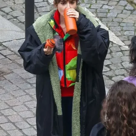 Emily in Paris Emily Cooper Black Trench Coat webp