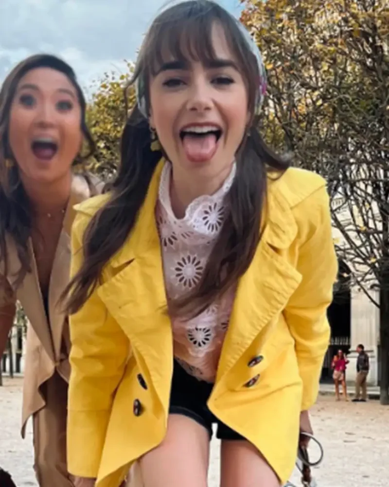 Emily in Paris S03 Emily Cooper Yellow Coat On Sale webp