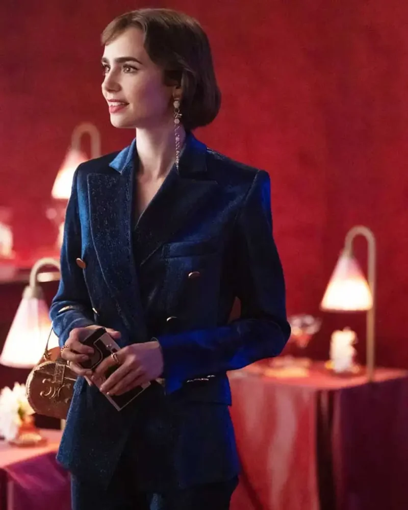 Emily in Paris S03 Lily Collins Blue Coat webp