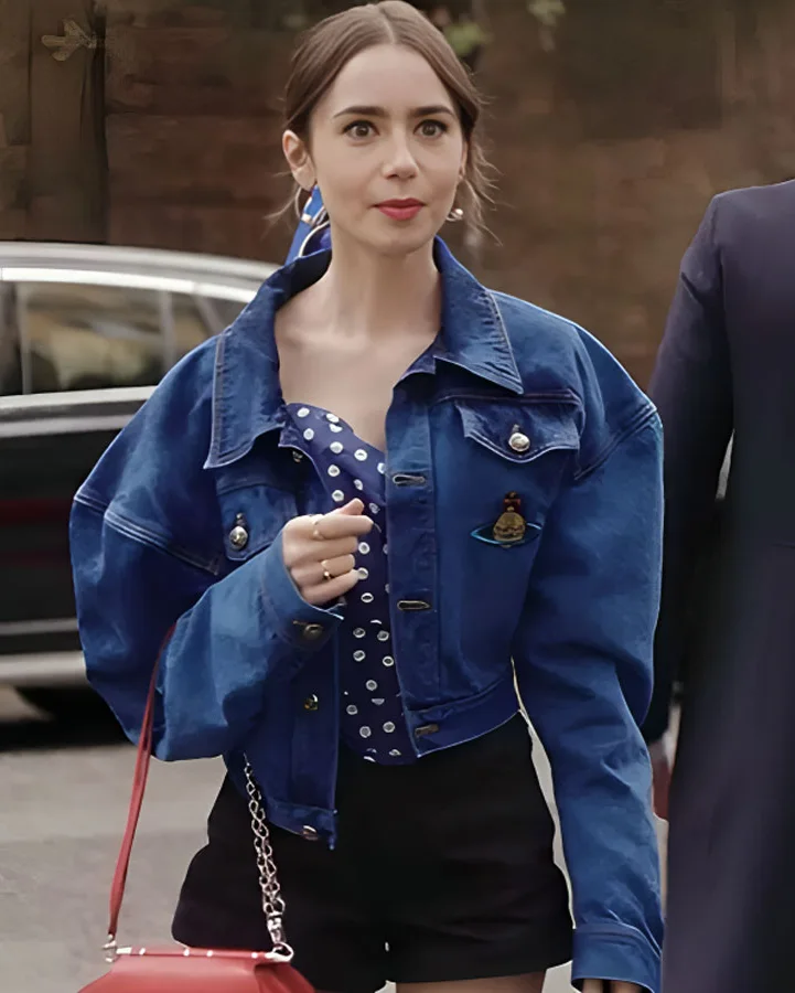 Emily in Paris S04 Lily Collins Denim Cropped Jacket On Sale webp Emily in Paris S04 Lily Collins Denim Cropped Jacket On Sale webp