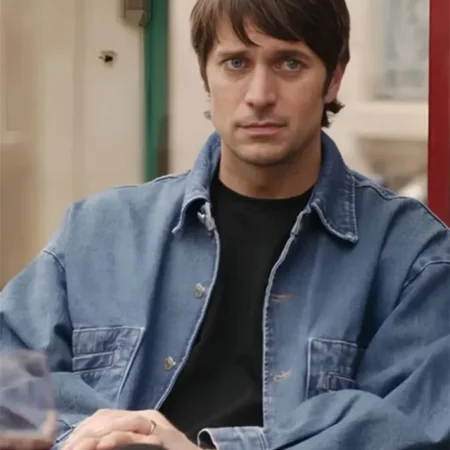 Emily in Paris S04 Lucas Bravo Blue Denim Jacket front webp