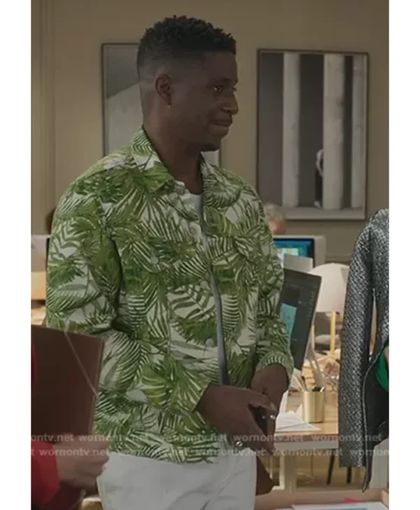 Emily in Paris S2 E10 Julien Printed Green Jacket webp
