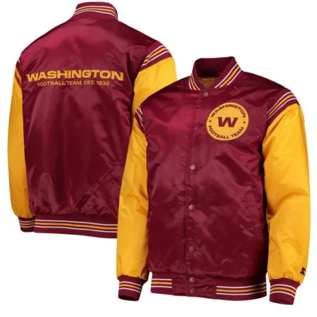Enforcer Washington Commanders Burgundy Gold Jacket back webp