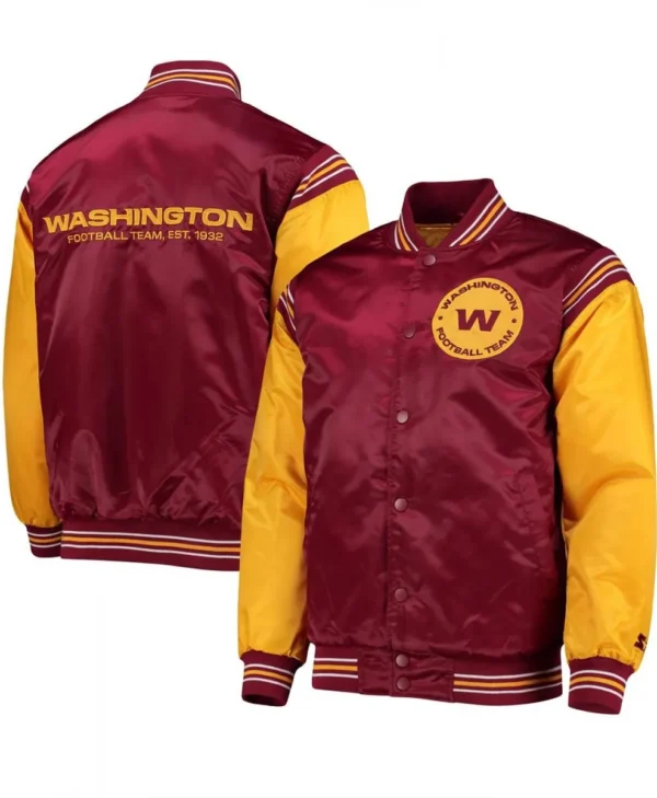 Enforcer Washington Commanders Burgundy Gold Jacket back webp