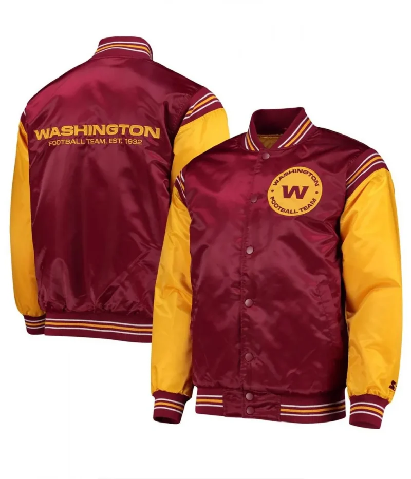 Enforcer Washington Commanders Burgundy Gold Jacket back webp