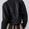 Faux Leather Bomber Jacket Womens Back webp