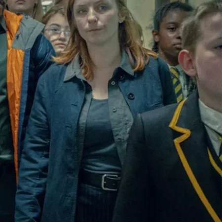 Faye Marsay Adolescence S01 Blue Cotton Jacket webp